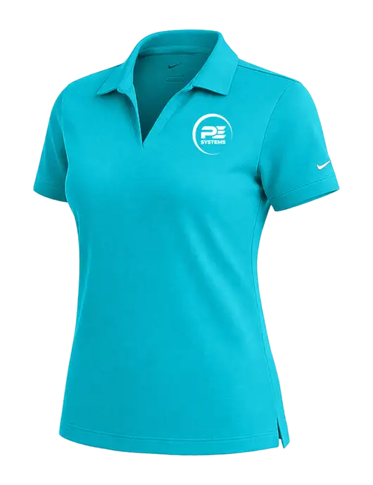 NIKE Sapphire Blue Womens Dri-Fit Micro Pique Polo w/PE Systems Logo