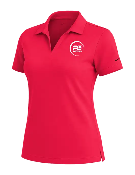 NIKE Red Womens Dri-Fit Micro Pique Polo w/PE Systems Logo