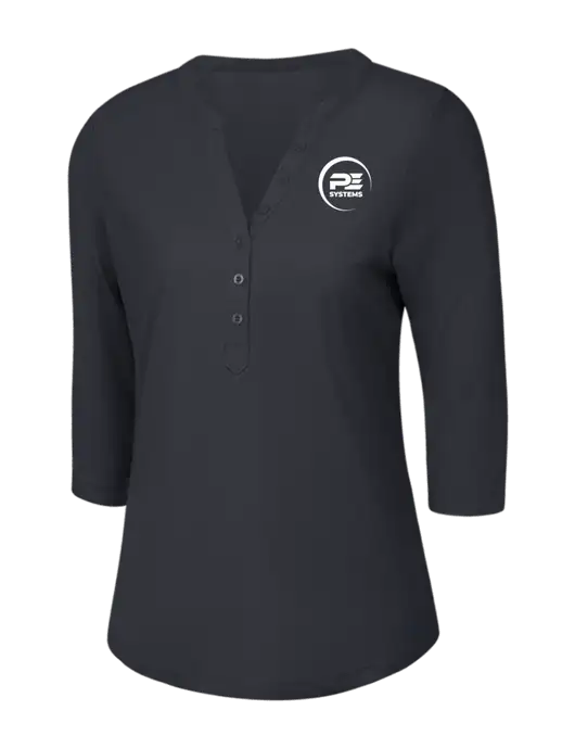 OGIO Charcoal Grey Jewel Henley w/PE Systems Logo