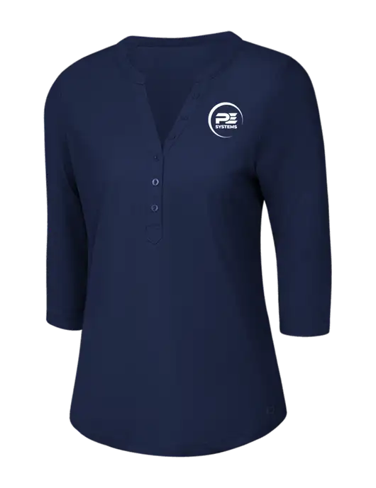 OGIO Navy Jewel Henley w/PE Systems Logo
