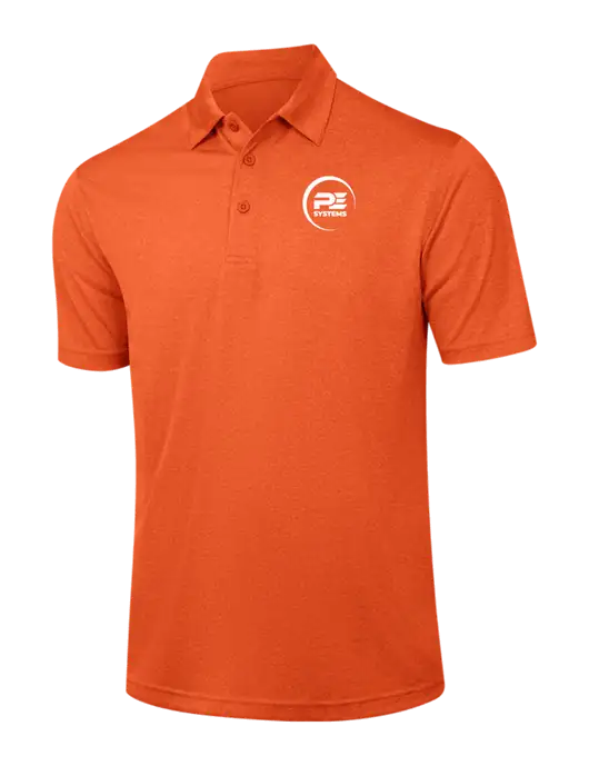 Orange Heather Contender Polo w/PE Systems Logo