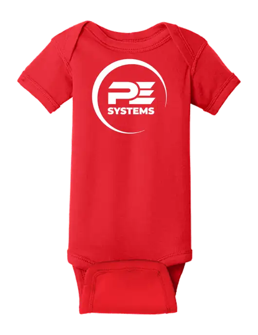 Rabbit Skins Red Infant Short Sleeve Baby Rib Bodysuit w/PE Systems Logo