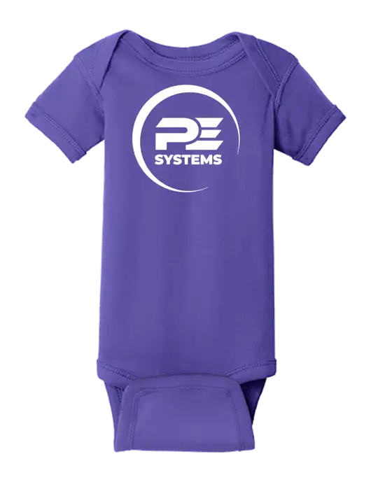Rabbit Skins Purple Infant Short Sleeve Baby Rib Bodysuit w/PE Systems Logo