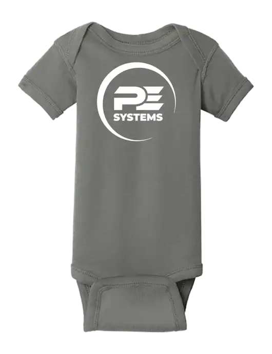 Rabbit Skins Charcoal Infant Short Sleeve Baby Rib Bodysuit w/PE Systems Logo
