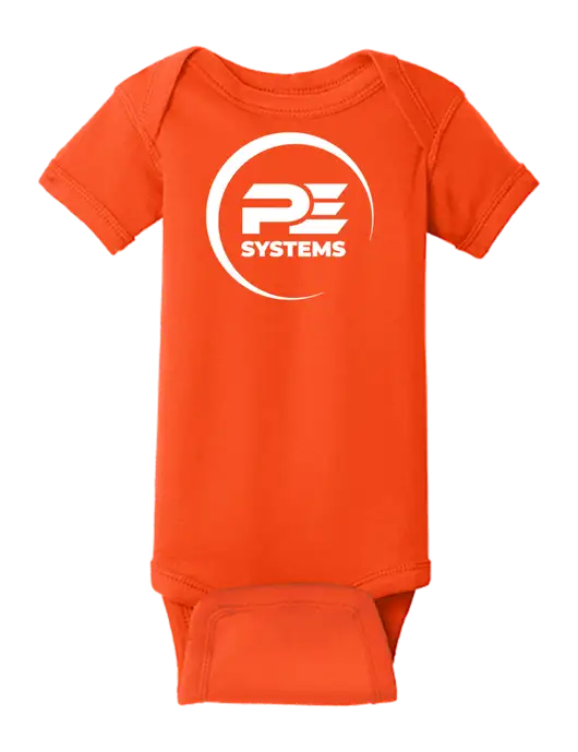 Rabbit Skins Orange Infant Short Sleeve Baby Rib Bodysuit w/PE Systems Logo
