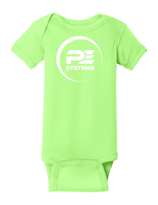 Rabbit Skins Neon Green Infant Short Sleeve Baby Rib Bodysuit w/PE Systems Logo