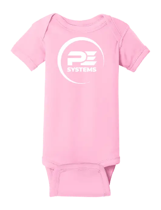 Rabbit Skins Pink Infant Short Sleeve Baby Rib Bodysuit w/PE Systems Logo