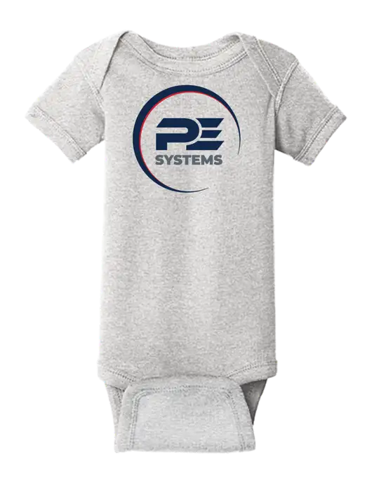 Rabbit Skins Light Grey Heather Infant Short Sleeve Baby Rib Bodysuit w/PE Systems Logo