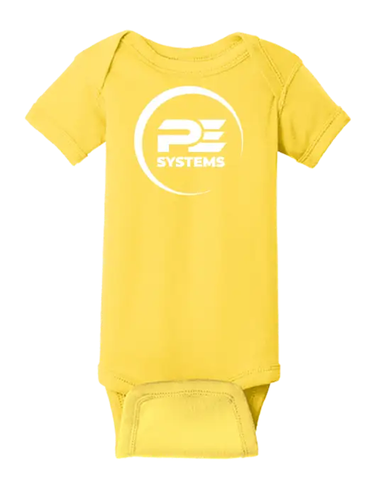 Rabbit Skins Yellow Infant Short Sleeve Baby Rib Bodysuit w/PE Systems Logo