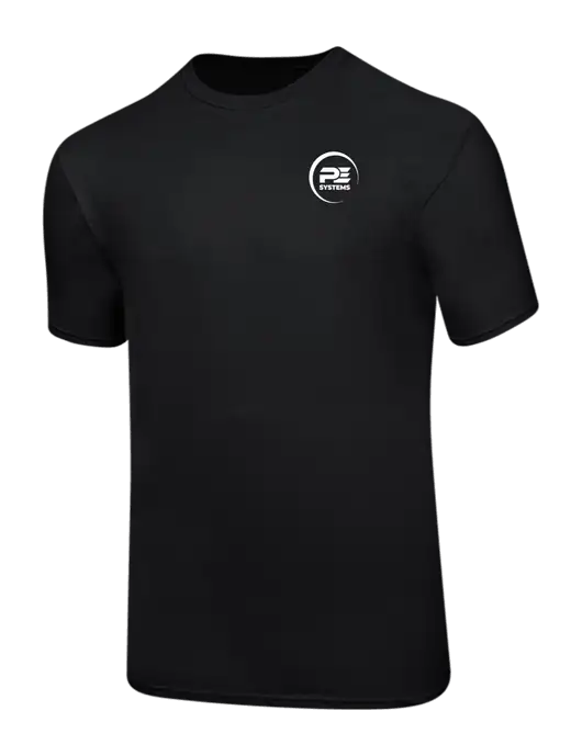 Ring Spun Jet Black 4.5 oz T-Shirt w/PE Systems Logo