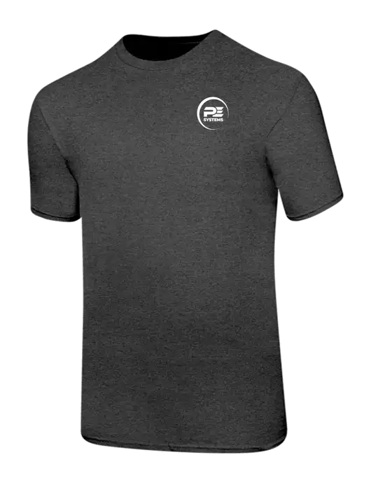 Ring Spun Dark Heather Grey 4.5 oz T-Shirt w/PE Systems Logo