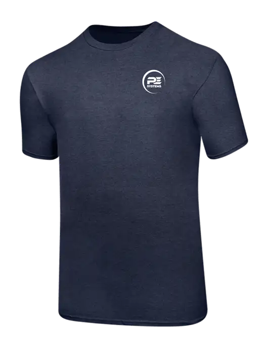 Ring Spun Heather Navy 4.5 oz T-Shirt w/PE Systems Logo