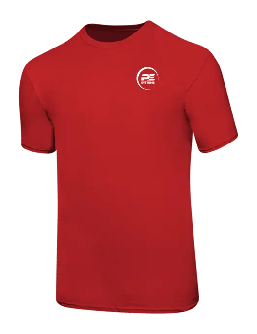 Ring Spun Red 4.5 oz T-Shirt w/PE Systems Logo