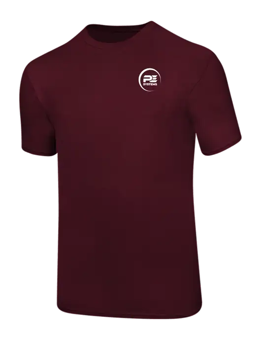Ring Spun Maroon 4.5 oz T-Shirt w/PE Systems Logo