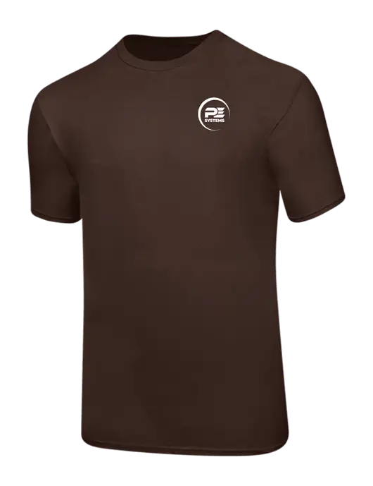Ring Spun Dark Brown 4.5 oz T-Shirt w/PE Systems Logo