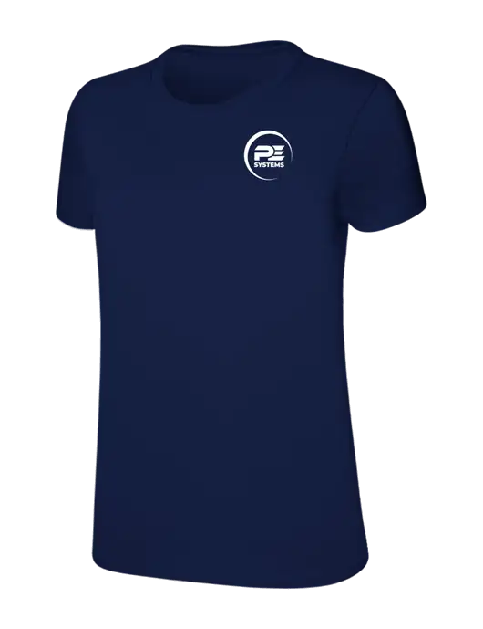 Womens Ring Spun Navy 4.5 oz T-Shirt w/PE Systems Logo