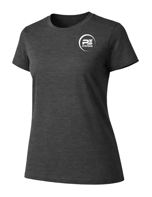 Womens Ring Spun Dark Heather Grey 4.5 oz T-Shirt w/PE Systems Logo