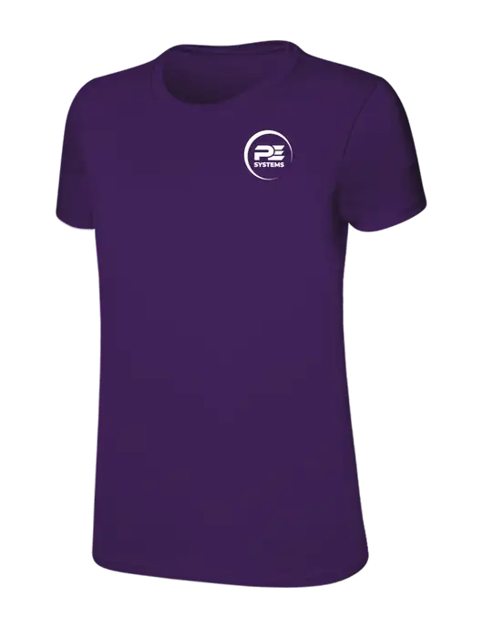 Womens Ring Spun Purple 4.5 oz T-Shirt w/PE Systems Logo