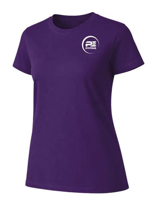Womens Ring Spun Purple 4.5 oz T-Shirt w/PE Systems Logo