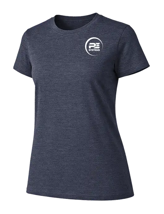 Womens Ring Spun Heather Navy 4.5 oz T-Shirt w/PE Systems Logo