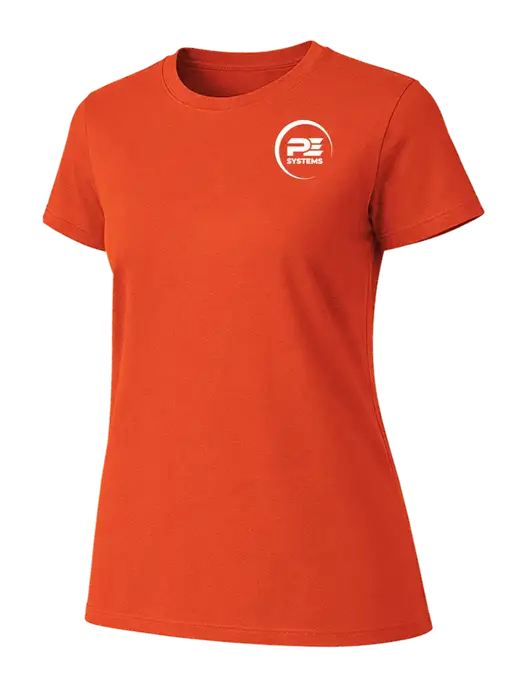 Womens Ring Spun Orange 4.5 oz T-Shirt w/PE Systems Logo