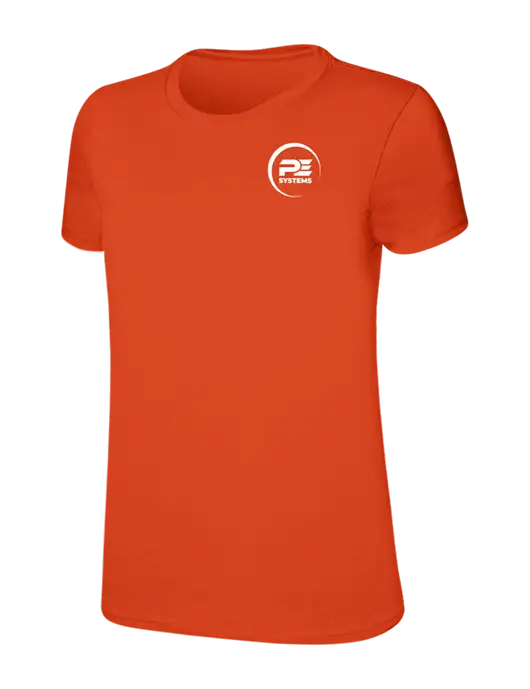 Womens Ring Spun Orange 4.5 oz T-Shirt w/PE Systems Logo