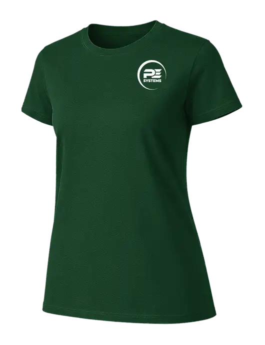 Womens Ring Spun Forest Green 4.5 oz T-Shirt w/PE Systems Logo