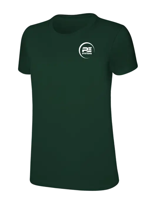 Womens Ring Spun Forest Green 4.5 oz T-Shirt w/PE Systems Logo