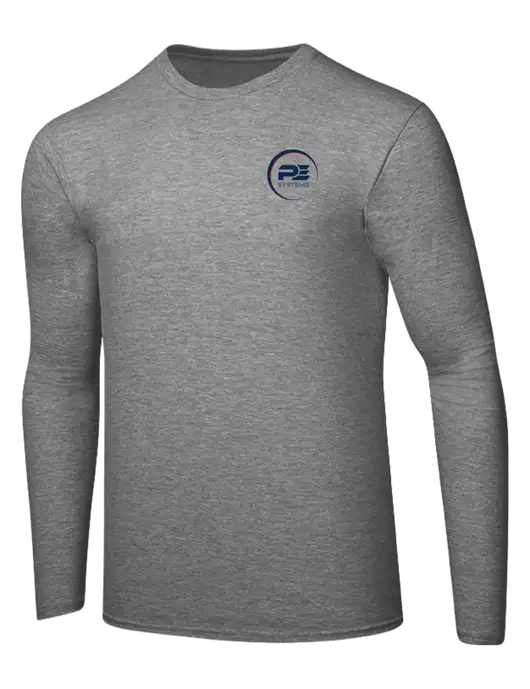 Ring Spun Light Heather Grey 4.5 oz Long Sleeve T-Shirt w/PE Systems Logo
