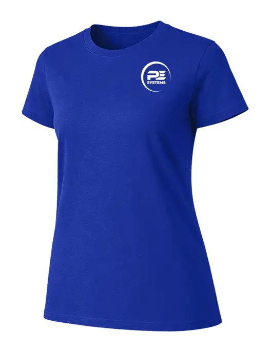 Womens Ring Spun Royal 4.5 oz T-Shirt w/PE Systems Logo