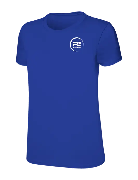 Womens Ring Spun Royal 4.5 oz T-Shirt w/PE Systems Logo