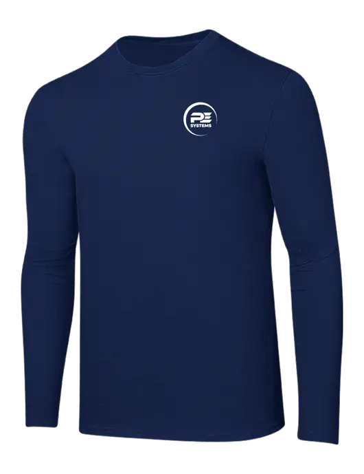 Ring Spun Navy 4.5 oz Long Sleeve T-Shirt w/PE Systems Logo