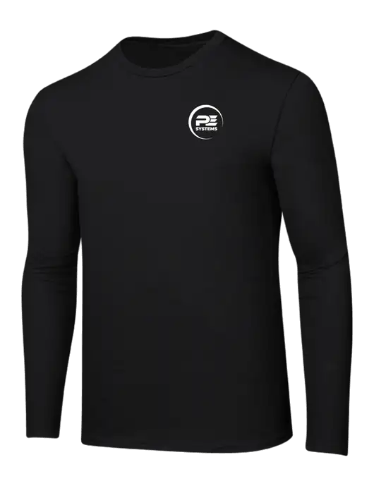 Ring Spun Jet Black 4.5 oz Long Sleeve T-Shirt w/PE Systems Logo