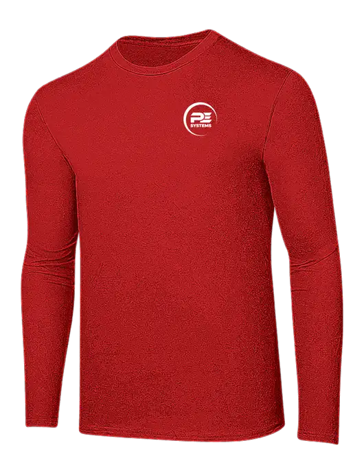 Ring Spun Dark Red 4.5 oz Long Sleeve T-Shirt w/PE Systems Logo
