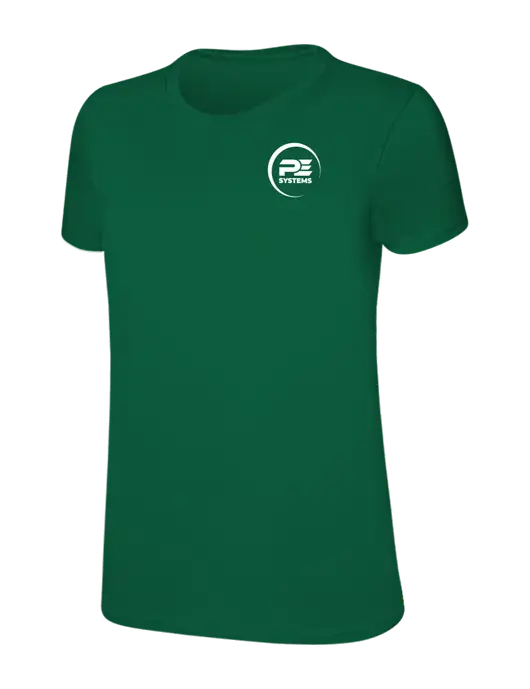 Womens Ring Spun Kelly Green 4.5 oz T-Shirt w/PE Systems Logo
