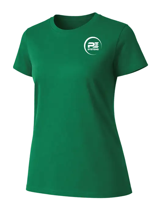 Womens Ring Spun Kelly Green 4.5 oz T-Shirt w/PE Systems Logo