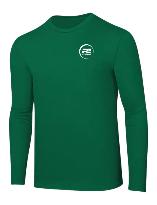 Ring Spun Kelly Green 4.5 oz Long Sleeve T-Shirt w/PE Systems Logo