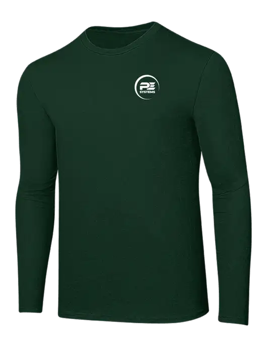 Ring Spun Forest Green 4.5 oz Long Sleeve T-Shirt w/PE Systems Logo