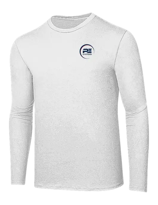 Ring Spun White 4.5 oz Long Sleeve T-Shirt w/PE Systems Logo
