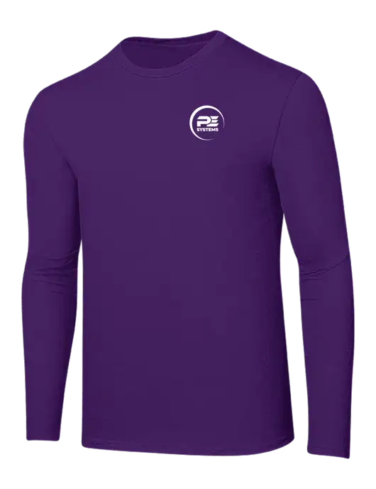 Ring Spun Purple 4.5 oz Long Sleeve T-Shirt w/PE Systems Logo
