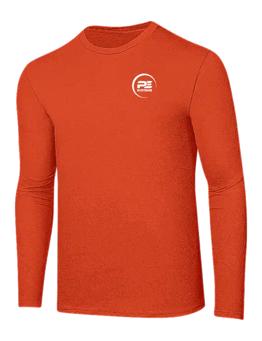 Ring Spun Orange 4.5 oz Long Sleeve T-Shirt w/PE Systems Logo