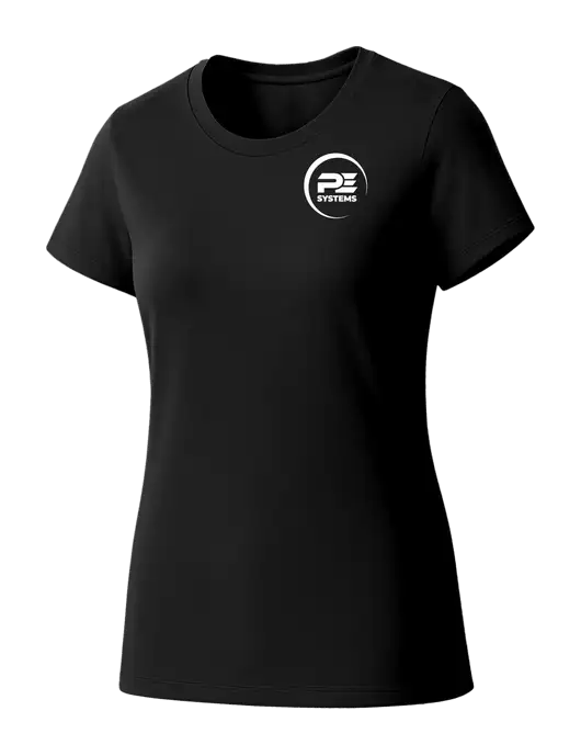 Womens Seriously Soft Black T-Shirt w/PE Systems Logo