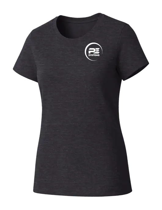 Womens Seriously Soft Heathered Charcoal T-Shirt w/PE Systems Logo
