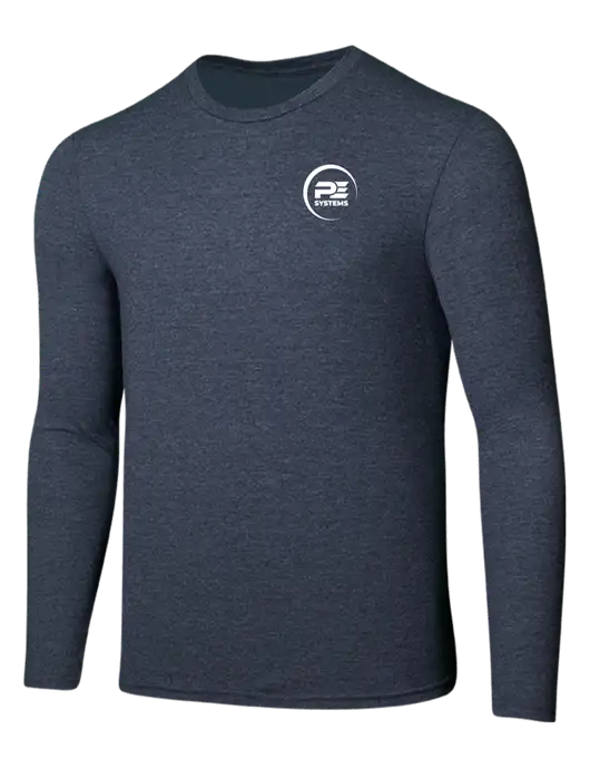 Seriously Soft Heathered Navy Long Sleeve T-Shirt w/PE Systems Logo
