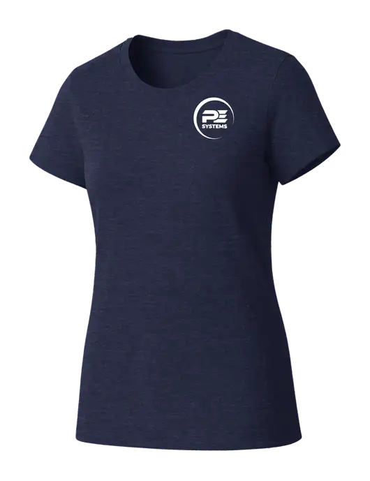 Womens Seriously Soft Heathered Navy T-Shirt w/PE Systems Logo