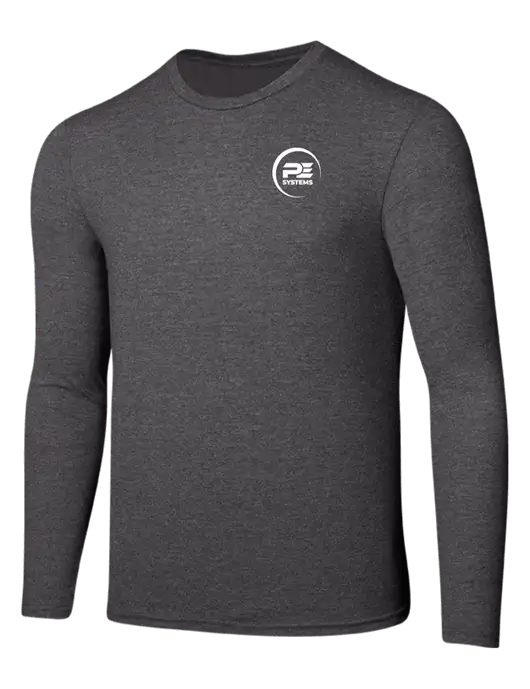 Seriously Soft Heathered Charcoal Long Sleeve T-Shirt w/PE Systems Logo