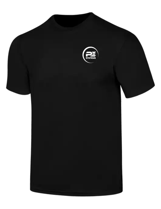 Simply Soft Black 4.5oz  Poly/Combed Ring Spun Cotton T-Shirt w/PE Systems Logo