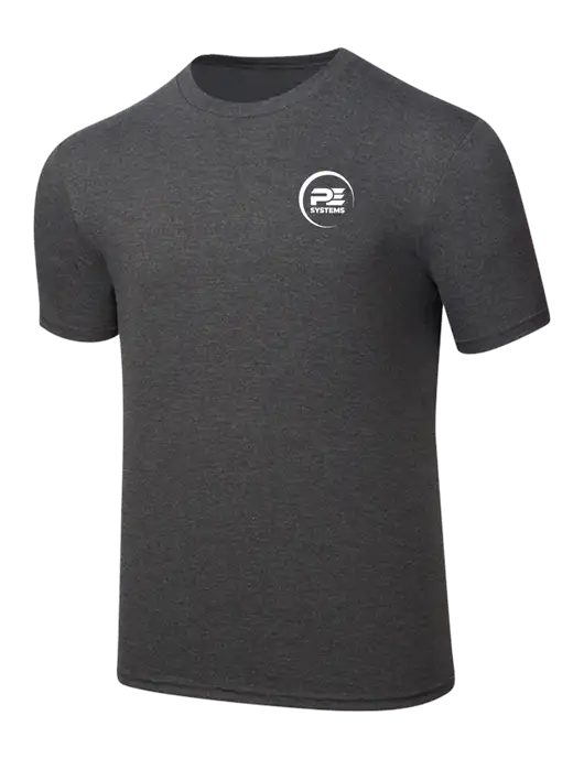 Simply Soft Heathered Charcoal 4.5oz  Poly/Combed Ring Spun Cotton T-Shirt w/PE Systems Logo