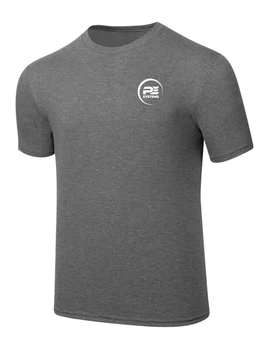 Simply Soft Heathered Medium Grey 4.5oz  Poly/Combed Ring Spun Cotton T-Shirt w/PE Systems Logo