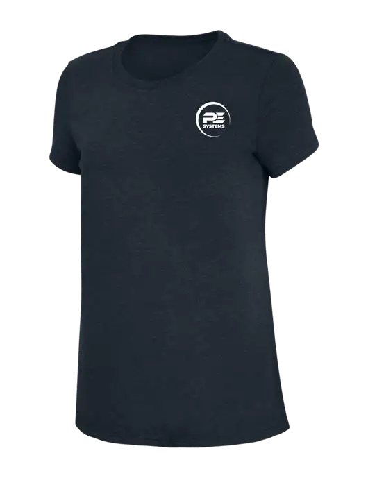 Womens Simply Soft Navy 4.5oz Poly/Combed Ring Spun Cotton T-Shirt w/PE Systems Logo